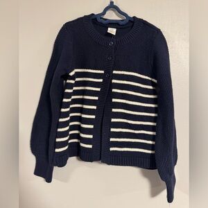 NWT Baby GAP Navy and White Girls Cardigan 100% cotton size 5T
